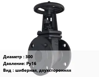 Задвижка чугунная 300 Ру16 шиберная, двухсторонняя